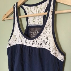 Abercrombie Navy Tank with Crochet detail
